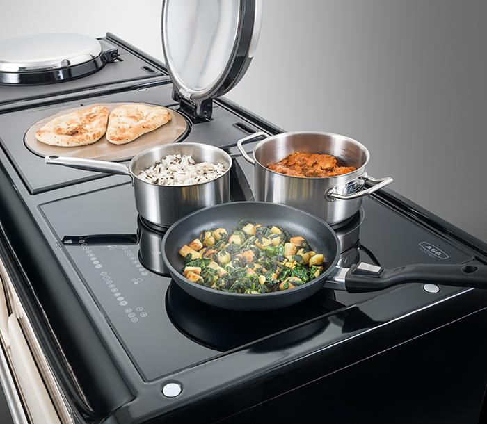 Induction Hob with pans cooking
